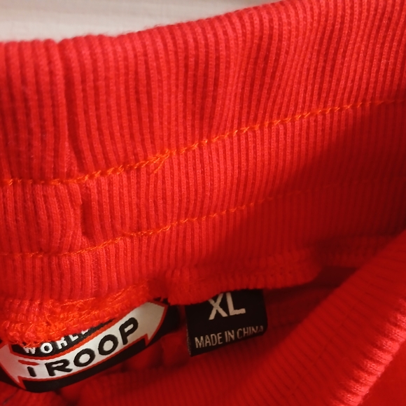 Vibrant Red Joggers with Unique Patches - Picture 3 of 6